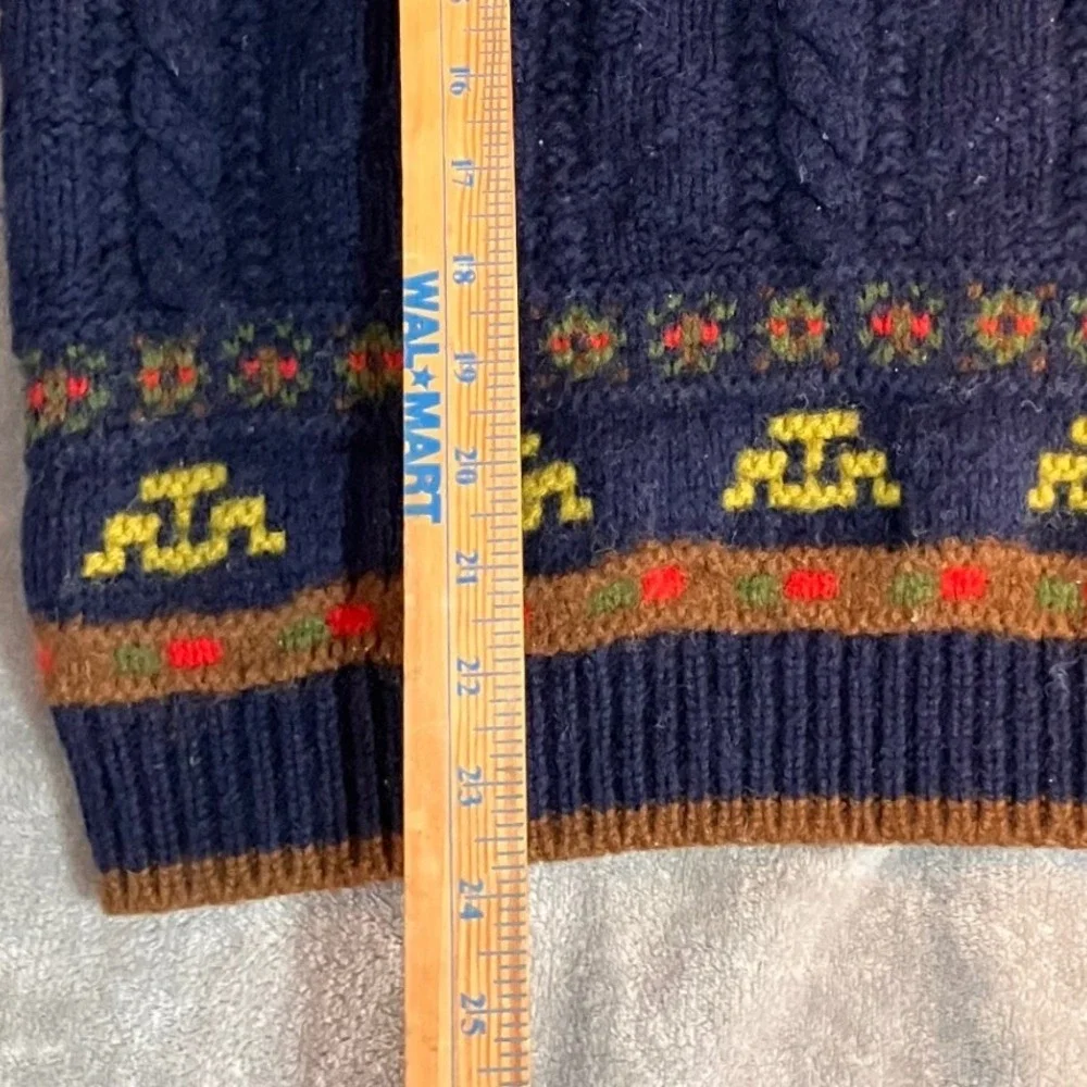 VNTG United Colors of Benetton Shetland Wool Fair Isle Cable Knit Sweater Nordic